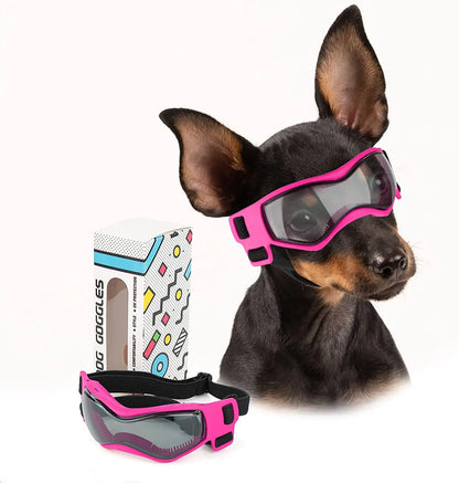 Dog Goggles for Small Breed Dog Sunglasses Dog UV Sunglasses Windproof Soft Frame Adjustable Straps for Small/Medium Dogs Puppy