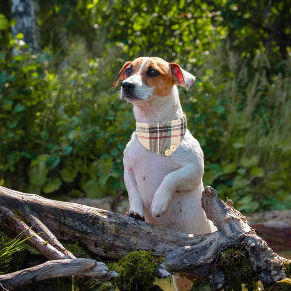 Dog Collar and Leash Set - Classic Plaid Dog Bow Tie and Dog Bandana Collar, Dog Leash Tangle Free, Adjustable Collars for Small Medium Large Dogs Cats, Holiday Ideal Gift